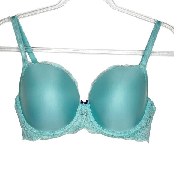 VICTORIA'S SECRET Dream Angels Lightly-lined Smooth Demi Bra Padded Teal Sz 34DD - Picture 1 of 8